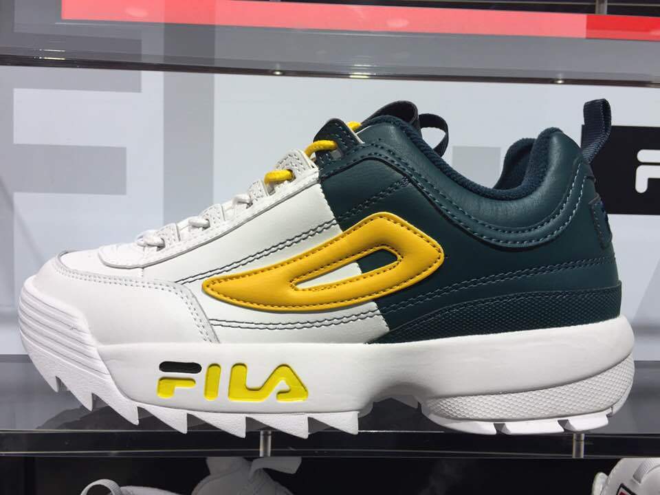 fila disruptor white and green